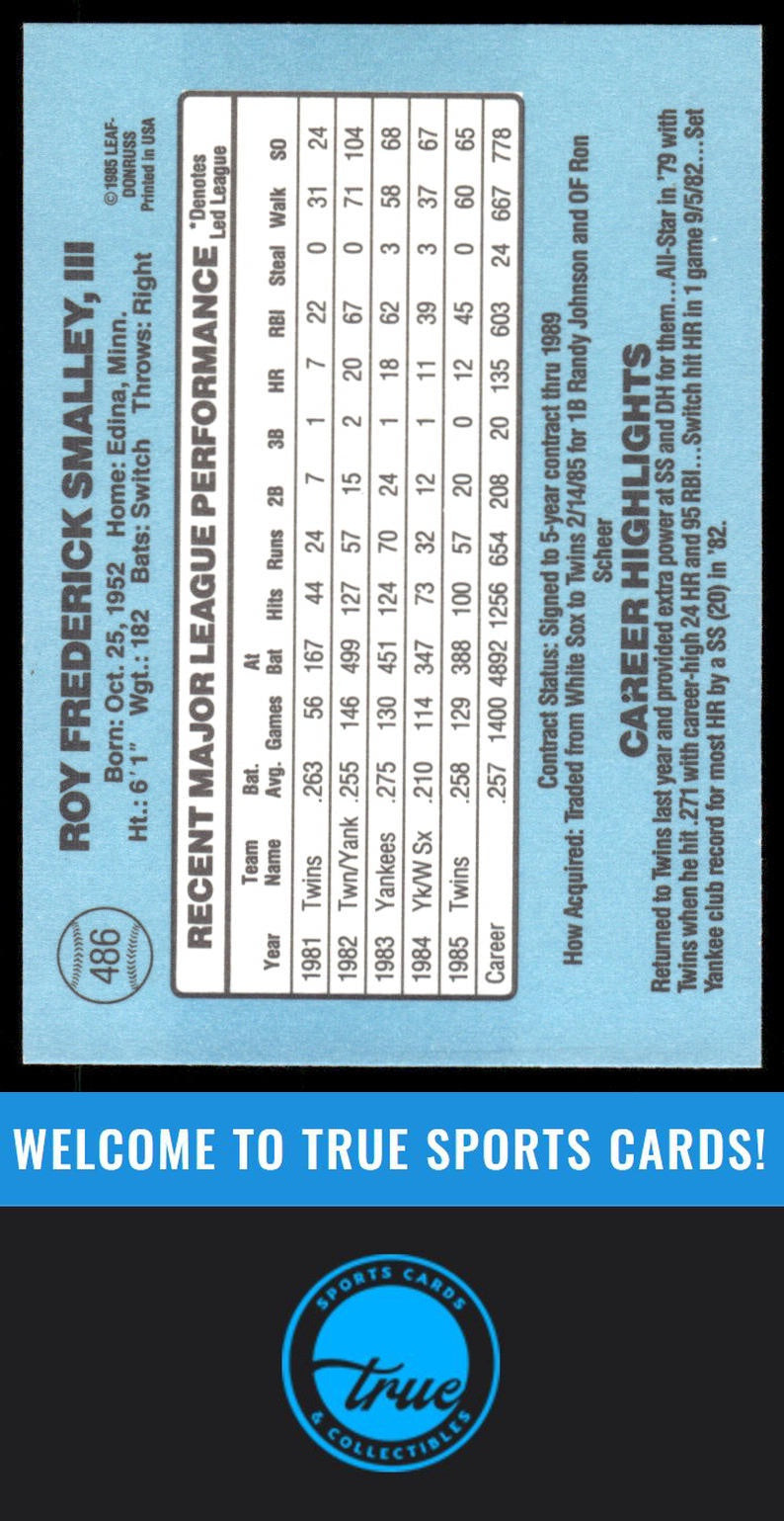 1986 Donruss #486 Roy Smalley AUTO