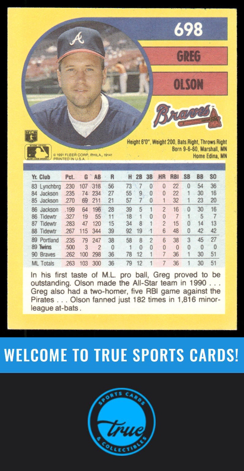 1991 Fleer #698b Greg Olson AUTO