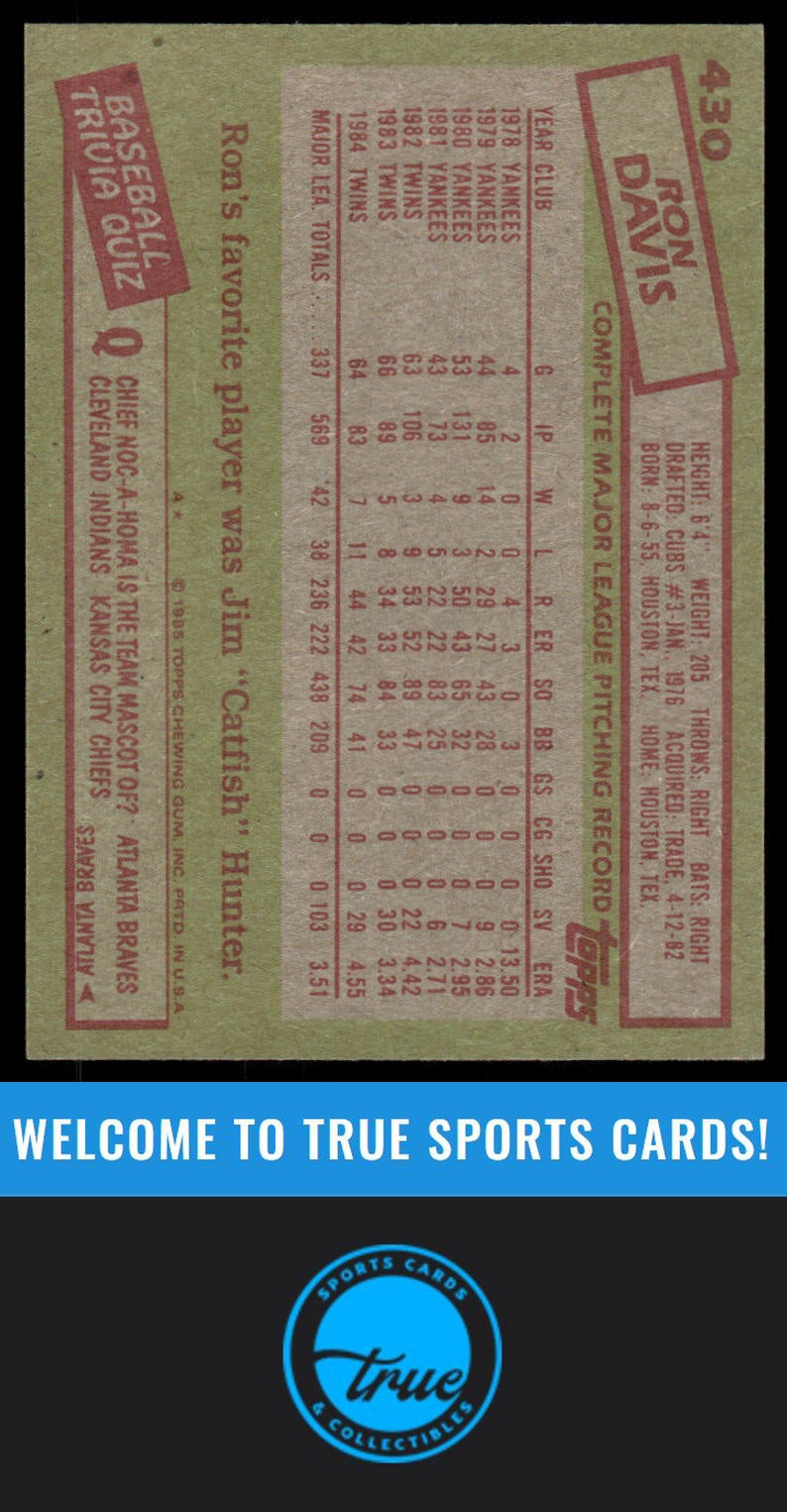 1985 Topps #430 Ron Davis AUTO