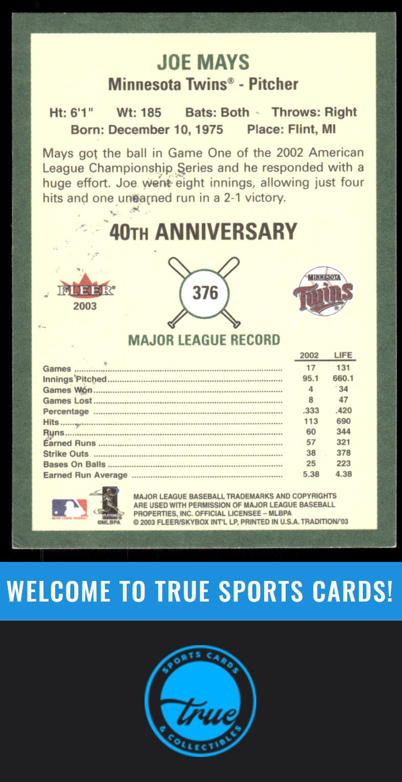 2003 Fleer Tradition #376 Joe Mays AUTO