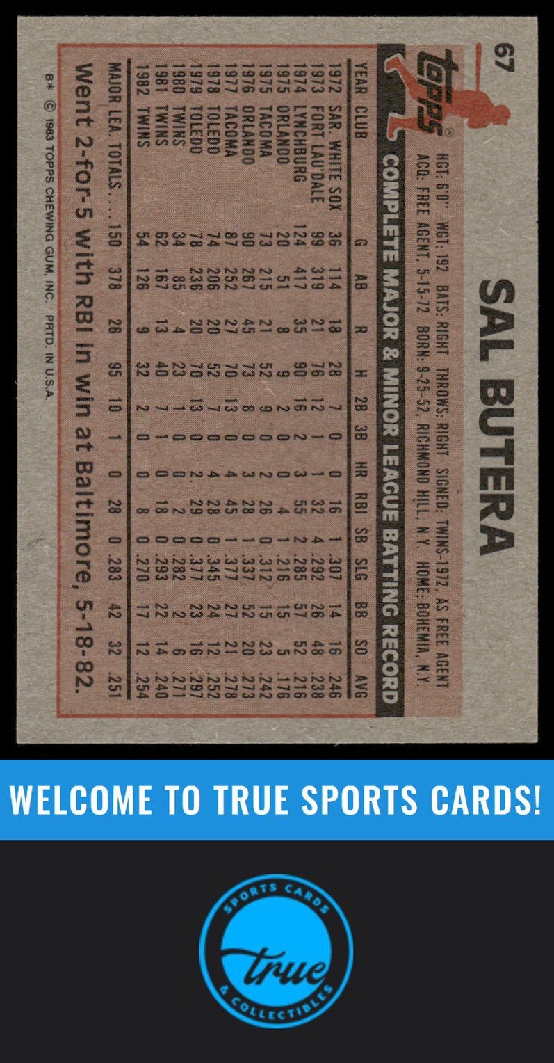 1983 Topps #67 Sal Butera AUTO