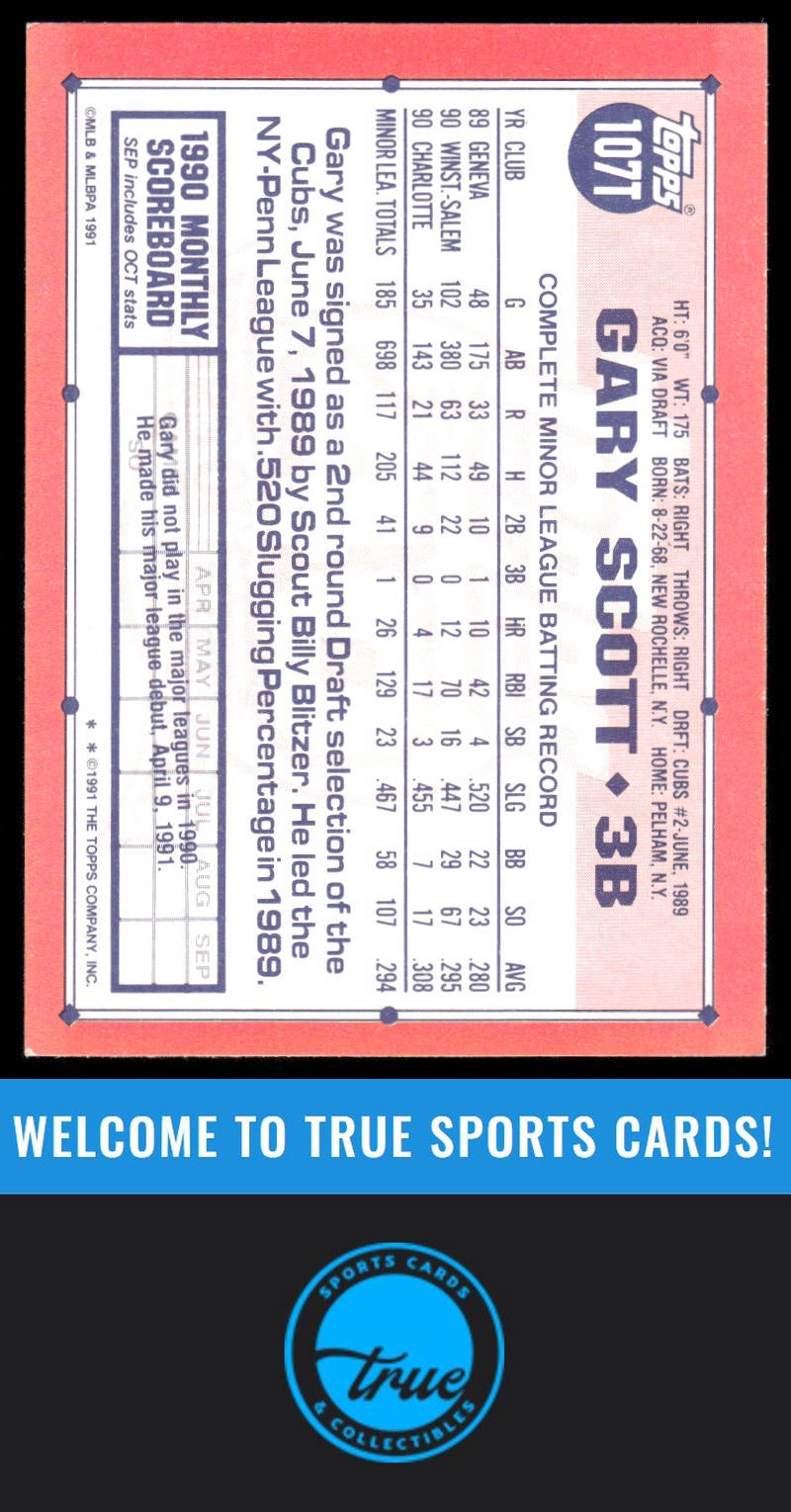 1991 Topps Traded #107T Gary Scott AUTO