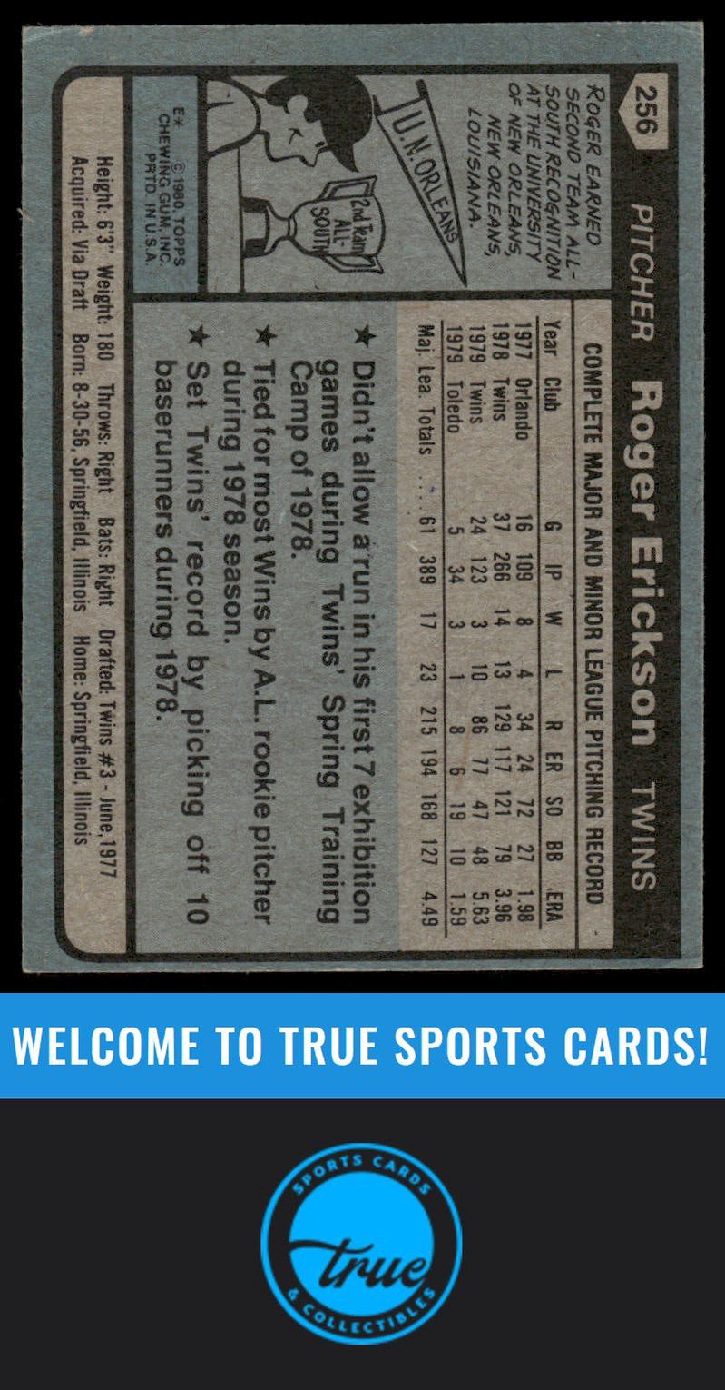 1980 Topps #256 Roger Erickson AUTO
