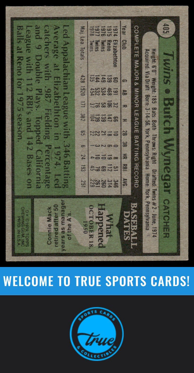 1979 Topps #405 Butch Wynegar AUTO
