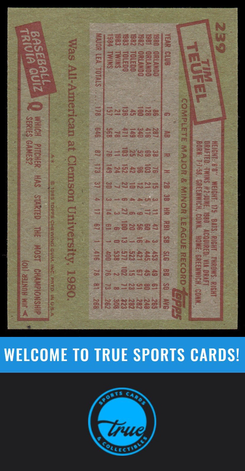 1985 Topps #239 Tim Teufel AUTO