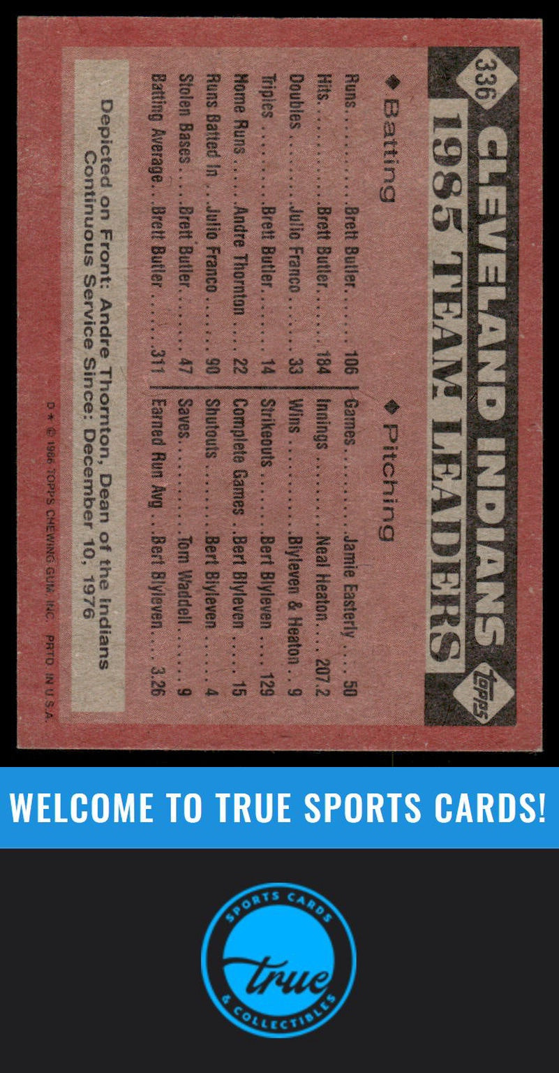1986 Topps #336 Indians Leaders -ANDRE THORNTON AUTO