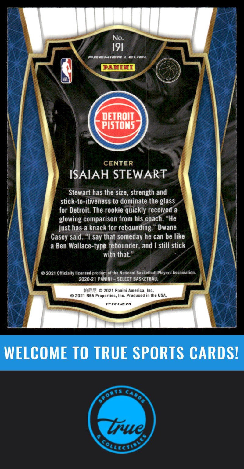 2020-21 Panini Select #191 Isaiah Stewart Green White Purple AUTO