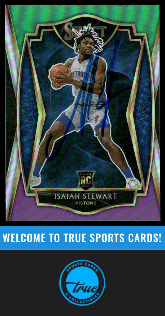 2020-21 Panini Select #191 Isaiah Stewart Green White Purple AUTO