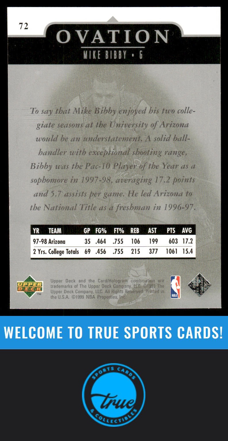 1998-99 Upper Deck Ovation #72 Mike Bibby AUTO