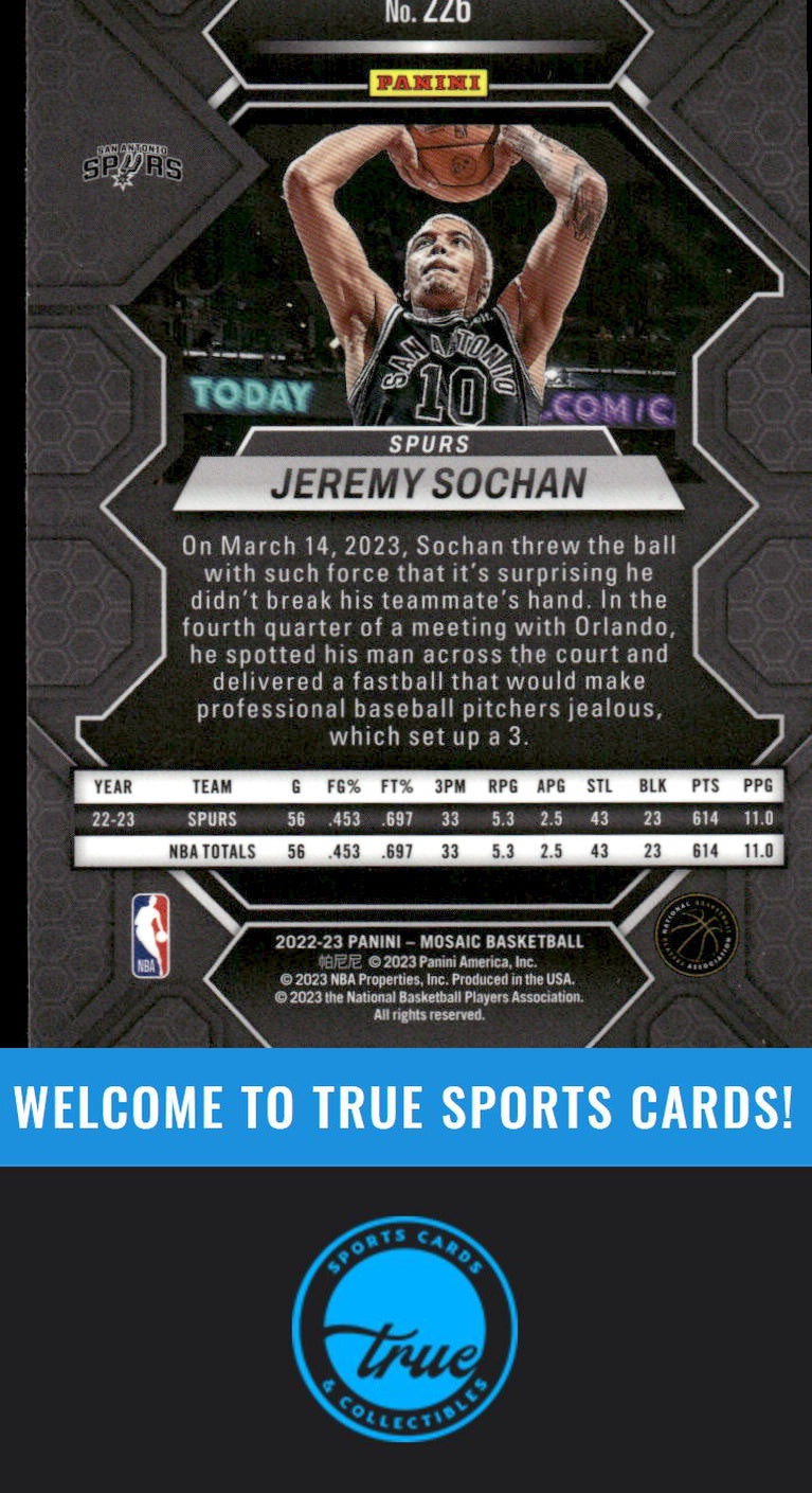 2022-23 Panini Mosaic #226 Jeremy Sochan AUTO