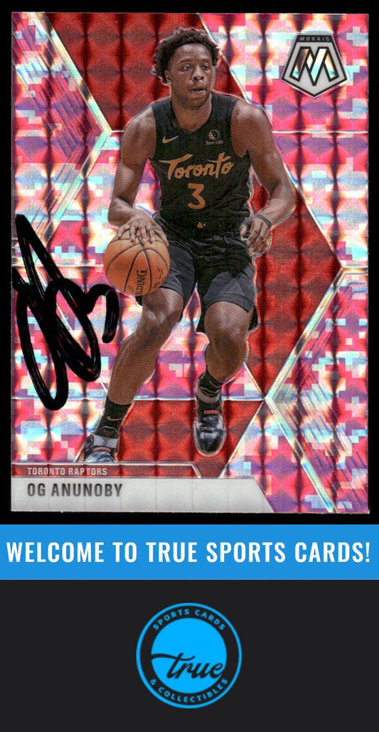 2019-20 Panini Mosaic #39 OG Anunoby Camo Pink AUTO