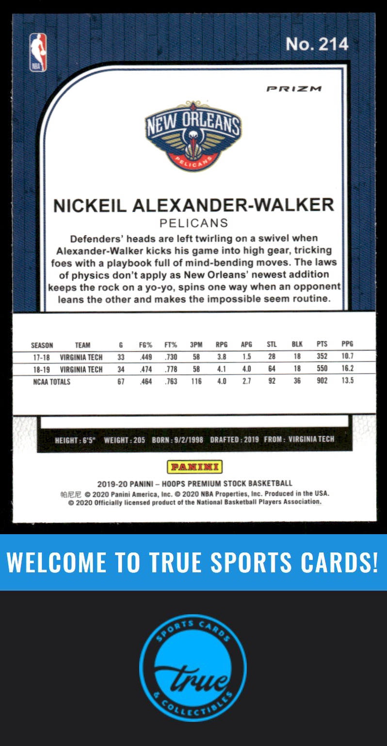 2019-20 Hoops Premium Stock #214 Nickeil Alexander-Walker Prizms Green AUTO