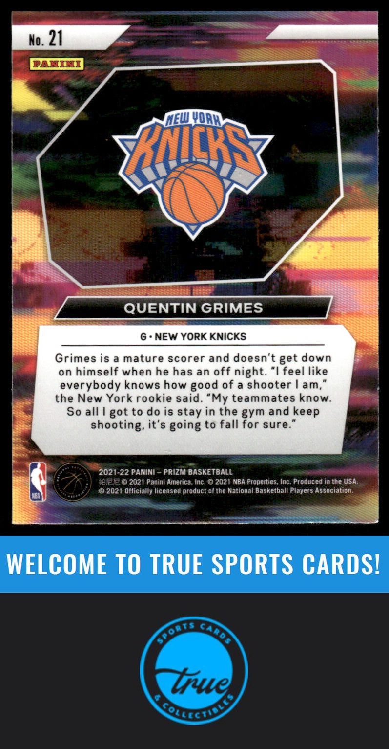 2021-22 Panini Prizm #21 Quentin Grimes Instant Impact Prizms Green Wave AUTO