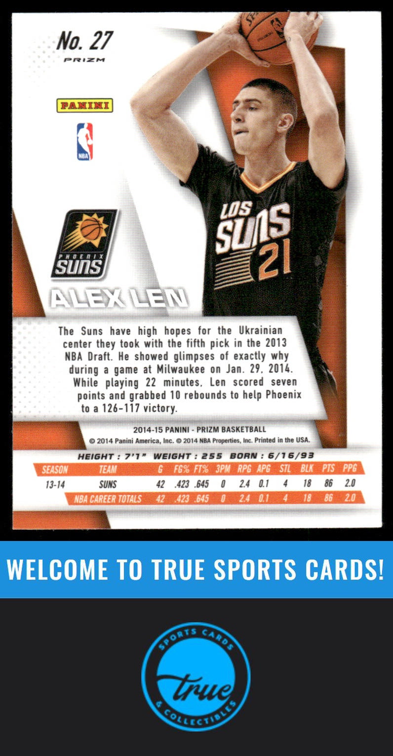 2014-15 Panini Prizm #27 Alex Len Prizms Blue and Green Mosaic GREEN AUTO