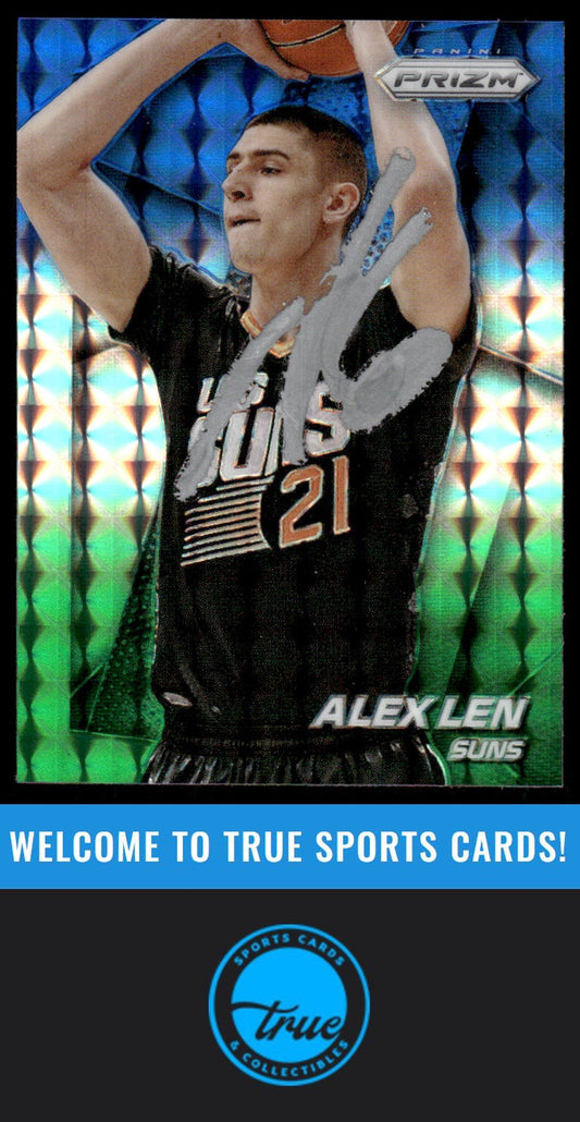2014-15 Panini Prizm #27 Alex Len Prizms Blue and Green Mosaic GREEN AUTO