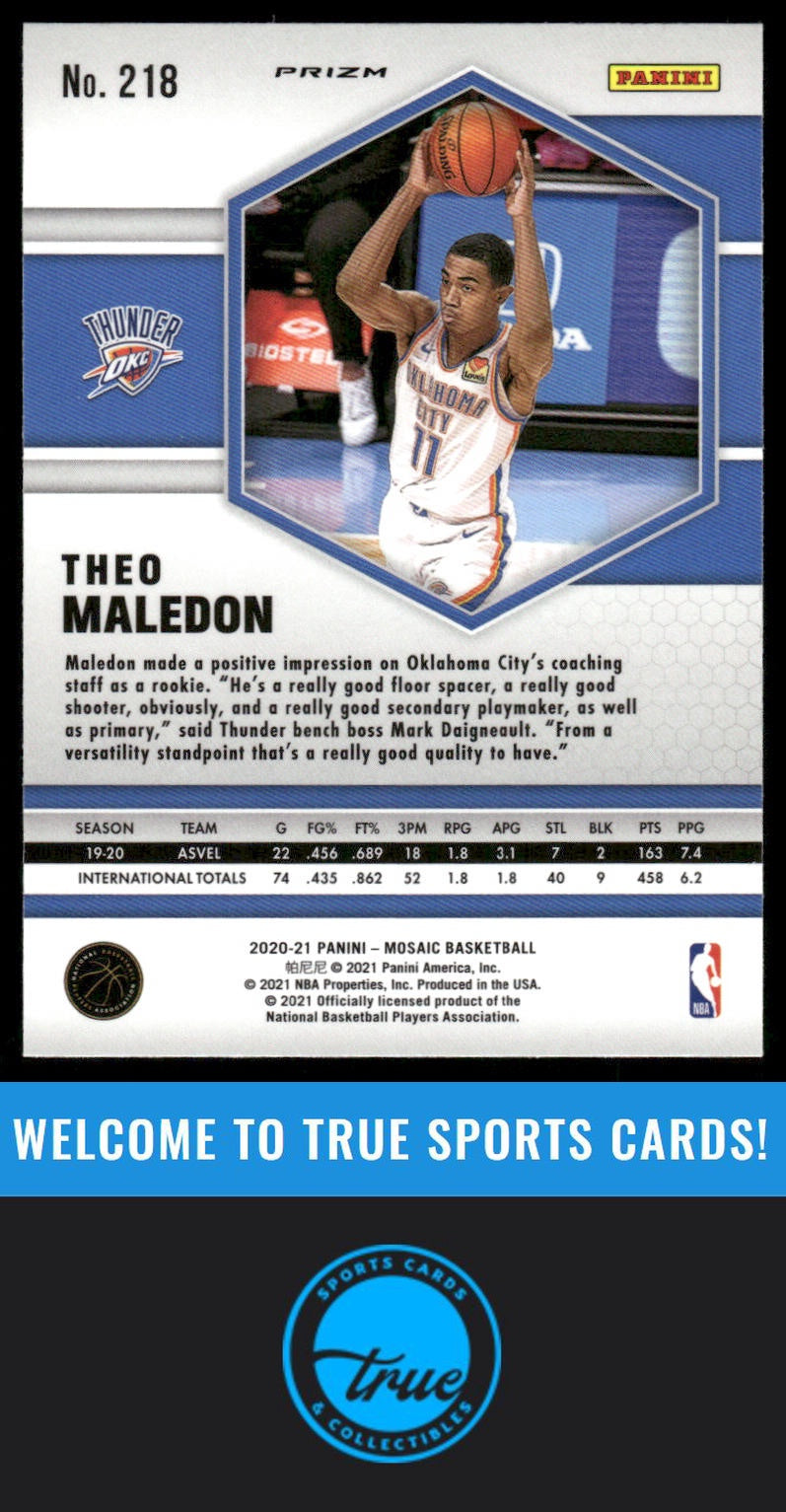 2020-21 Panini Mosaic #218 Theo Maledon Mosaic Green AUTO
