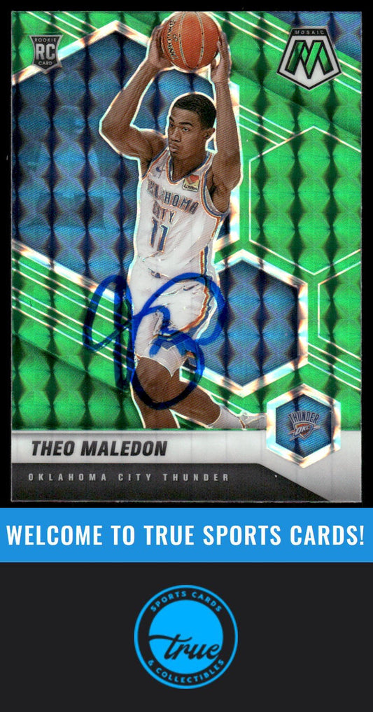 2020-21 Panini Mosaic #218 Theo Maledon Mosaic Green AUTO