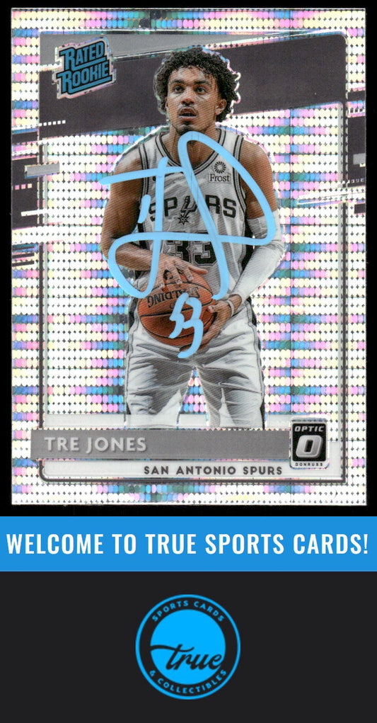 2020-21 Donruss Optic #188 Tre Jones Silver Pulsar AUTO