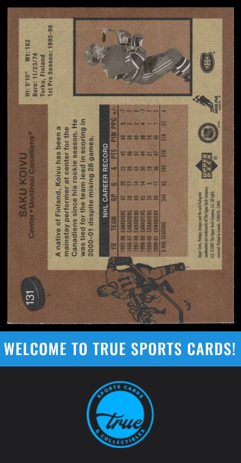 2001-02 Upper Deck Vintage #131 Saku Koivu AUTOGRAPH