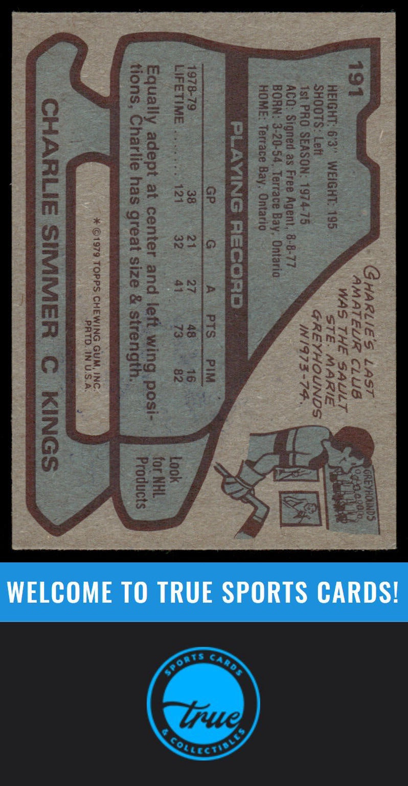 1979-80 Topps #191 Charlie Simmer AUTOGRAPH