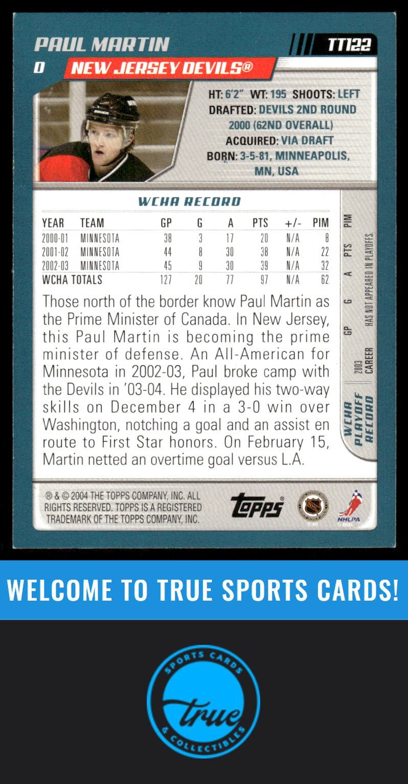 2003-04 Topps Traded & Rookies #TT122 Paul Martin AUTOGRAPH