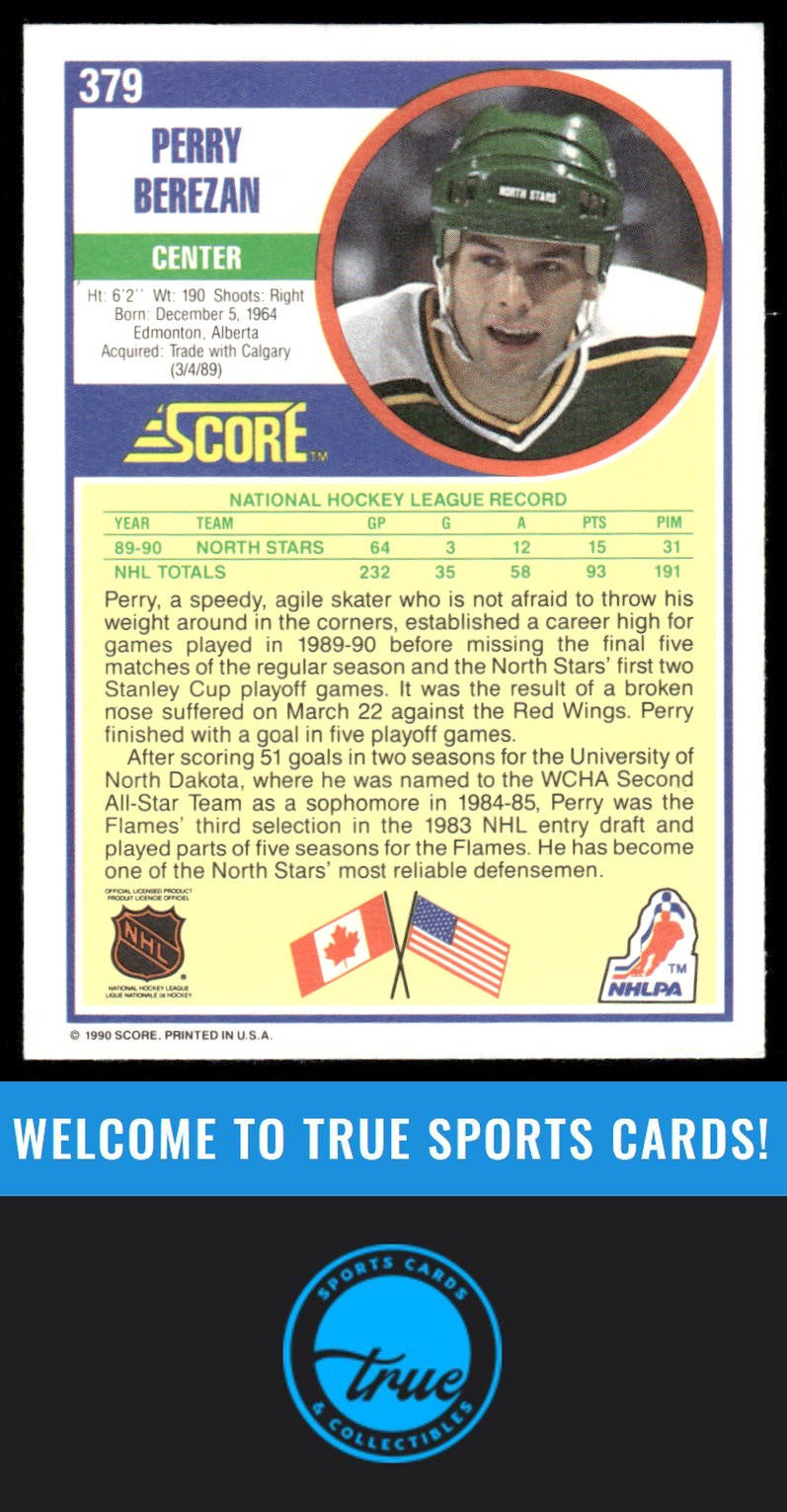 1990-91 Score American #379 Perry Berezan AUTOGRAPH