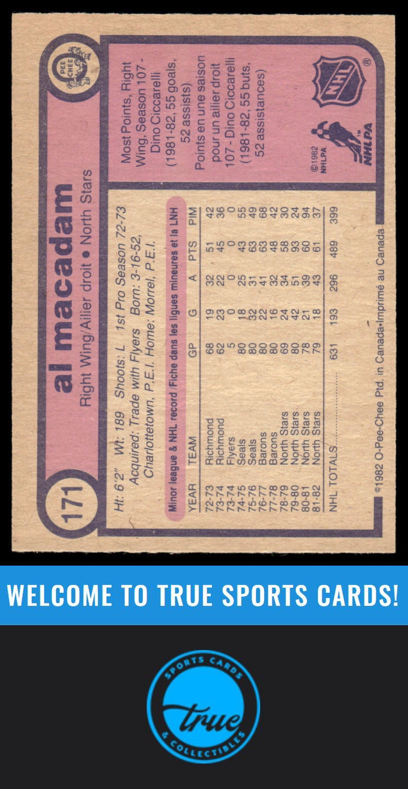 1982-83 O-Pee-Chee #171 Al MacAdam AUTOGRAPH