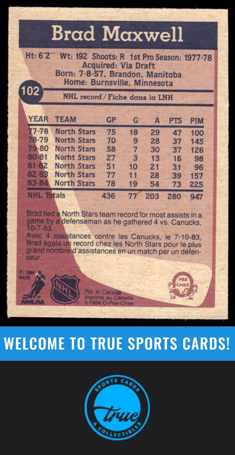 1984-85 O-Pee-Chee #102 Brad Maxwell AUTOGRAPH