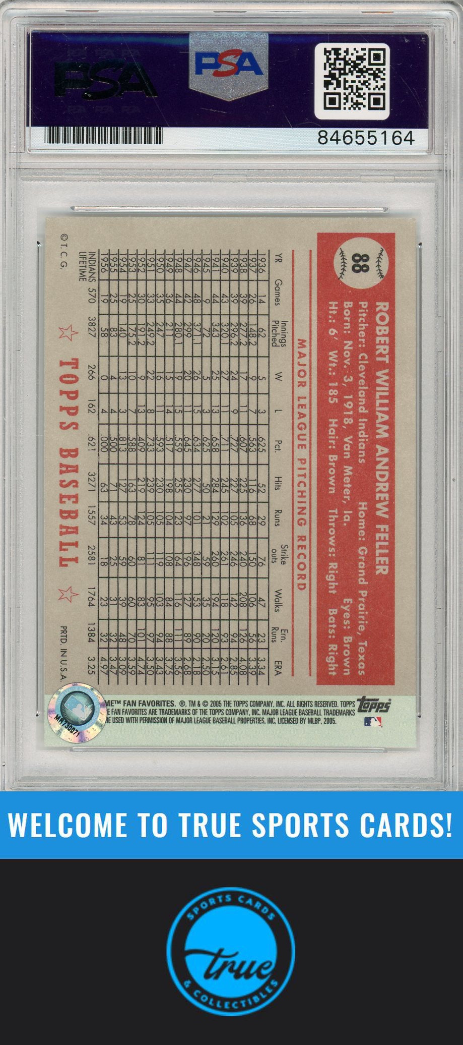 2005 Topps All-Time Fan Favorites #88 Bob Feller PSA/DNA AUTOGRAPH