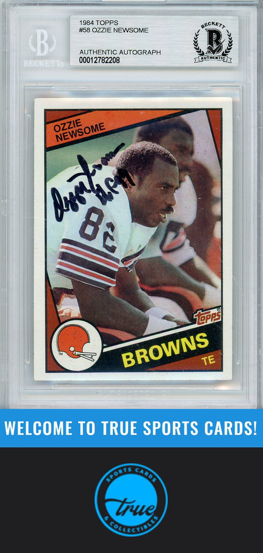 1984 Topps #58c OZZIE NEWSOME BGS Authentic AUTOGRAPH