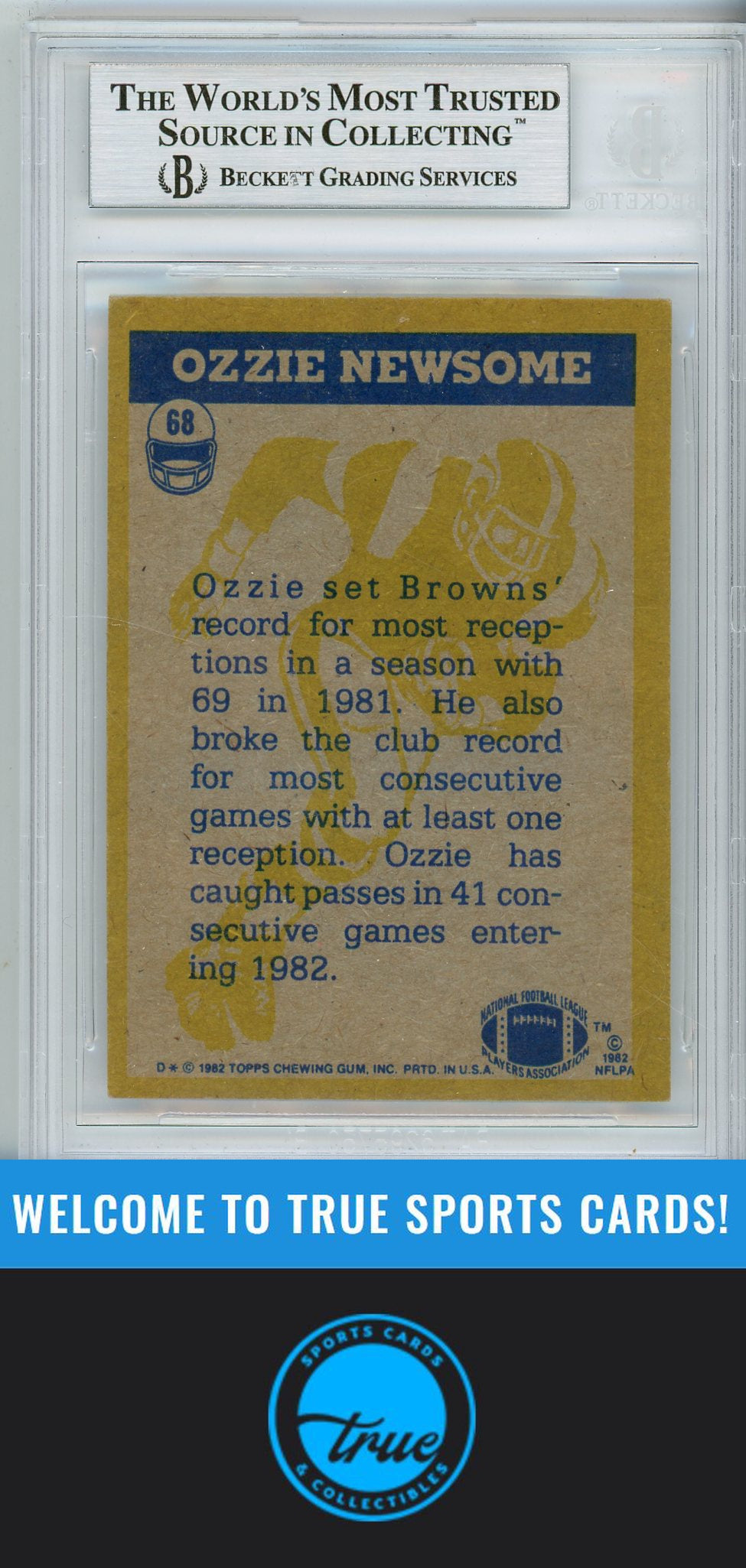 1982 Topps #68 OZZIE NEWSOME BGS Authentic AUTOGRAPH