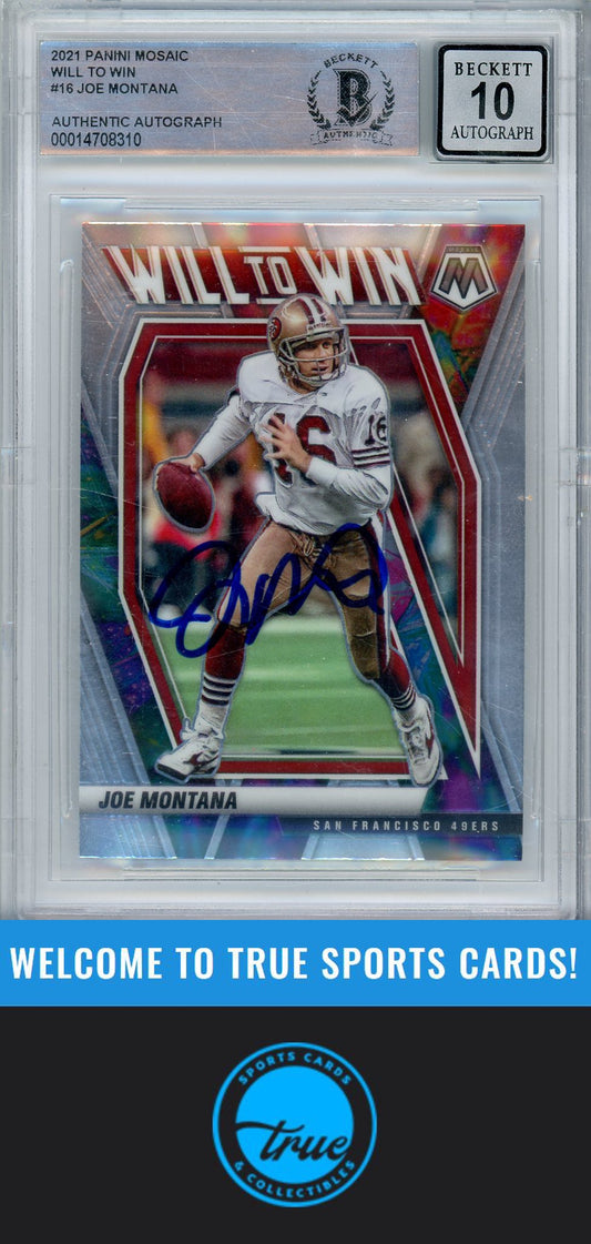 2021 Panini Mosaic #WW-16 Joe Montana Will to Win Mosaic BGS Authentic AUTO 10