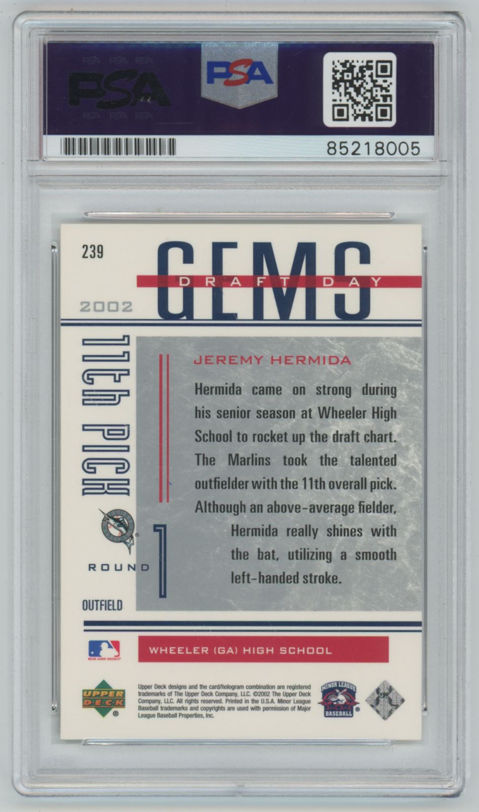 2002 Upper Deck Jeremy Hermida Auto - PSA/DNA