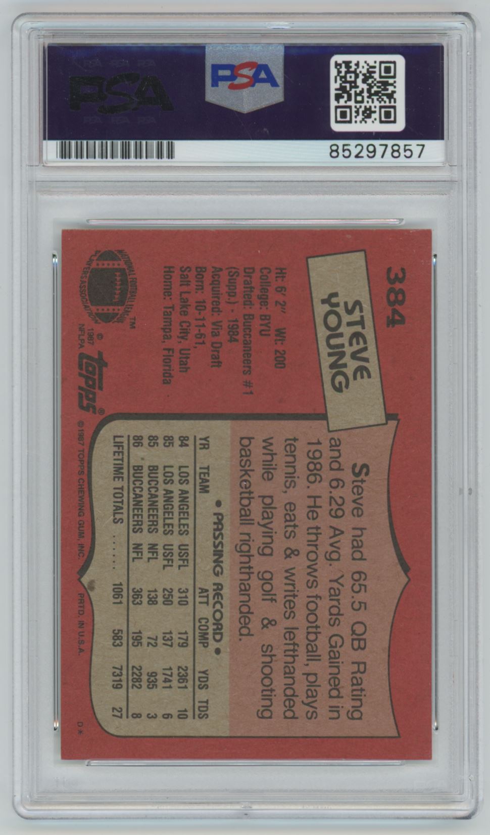 1987 Topps Steve Young Auto - PSA/DNA