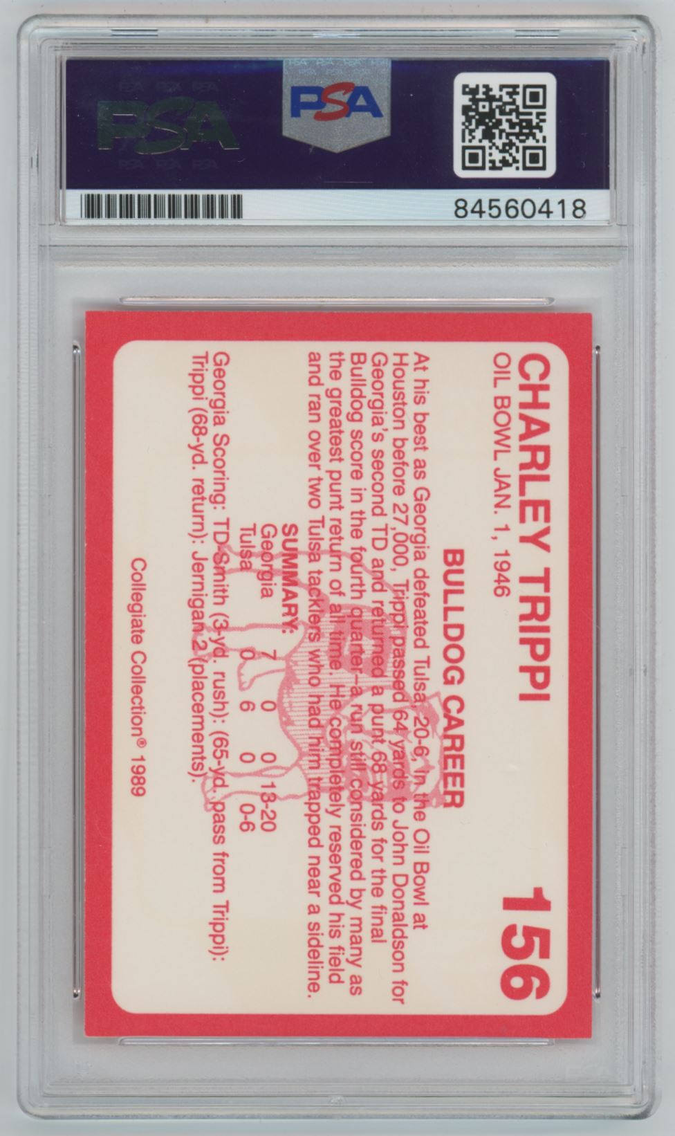 1989 Collegiate Collection Charley Trippi Auto - PSA/DNA