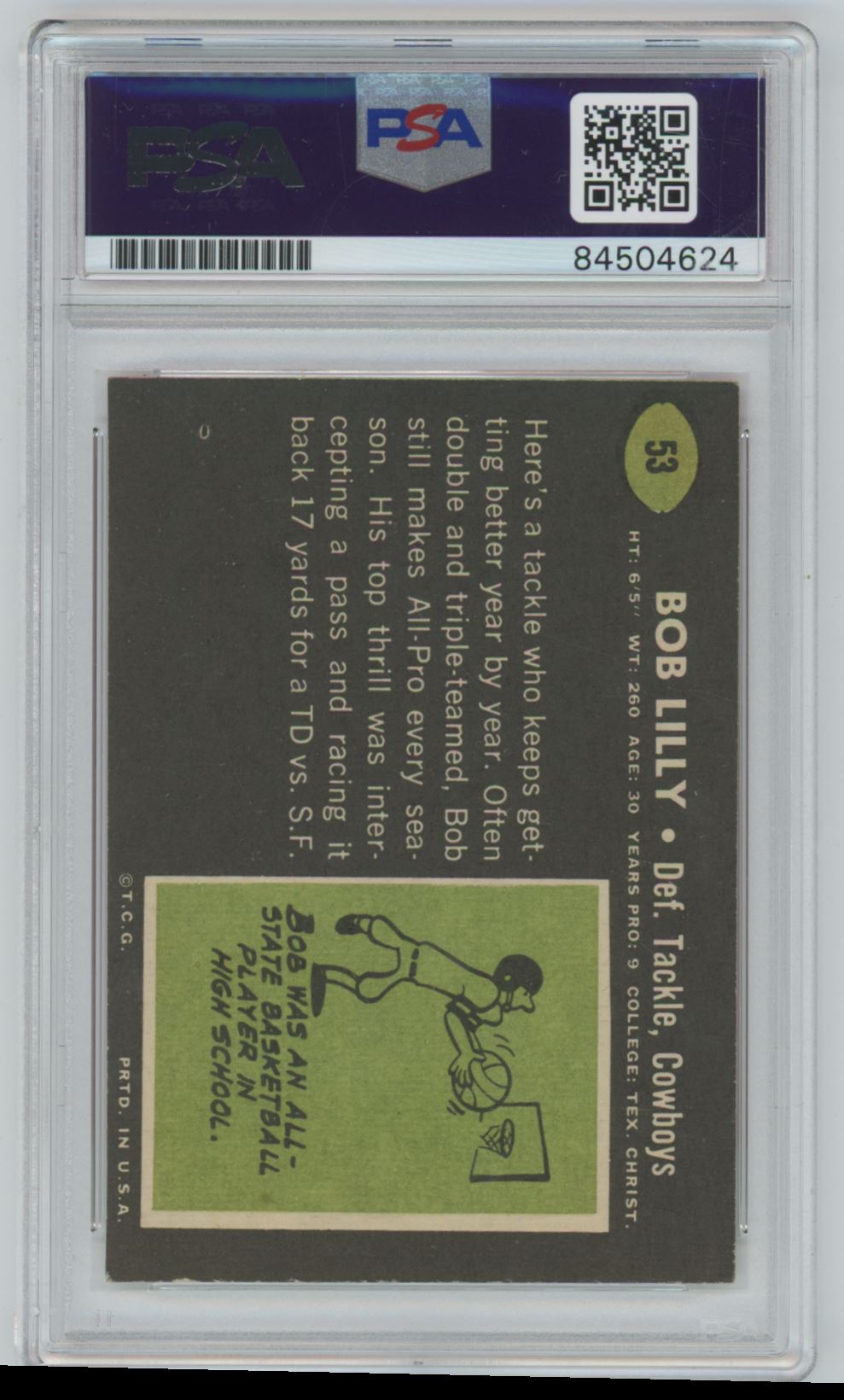 1969 Topps Bob Lilly Auto - PSA/DNA