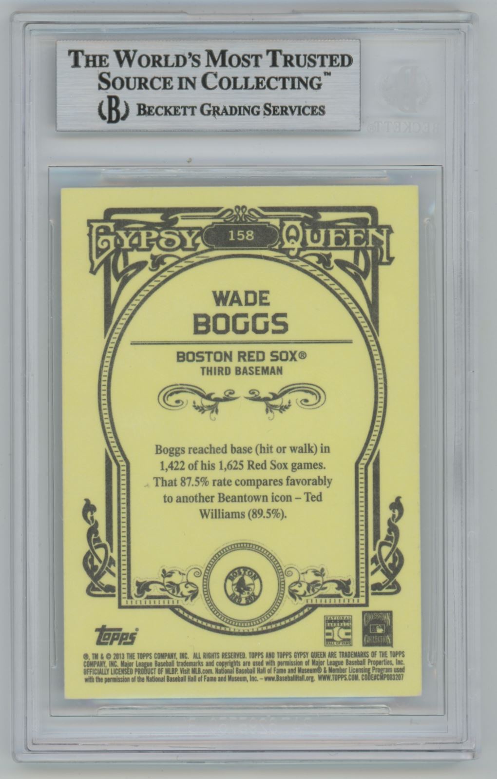 2013 Topps Gypsy Queen Wade Boggs Auto - Beckett Authentic
