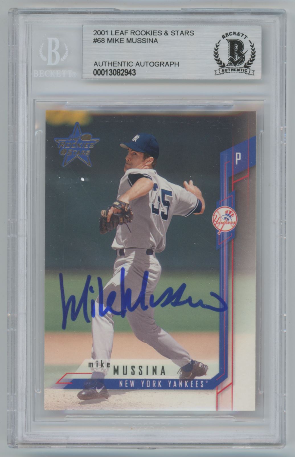2001 Leaf Rookies & Stars Mike Mussina Auto - Beckett Authentic