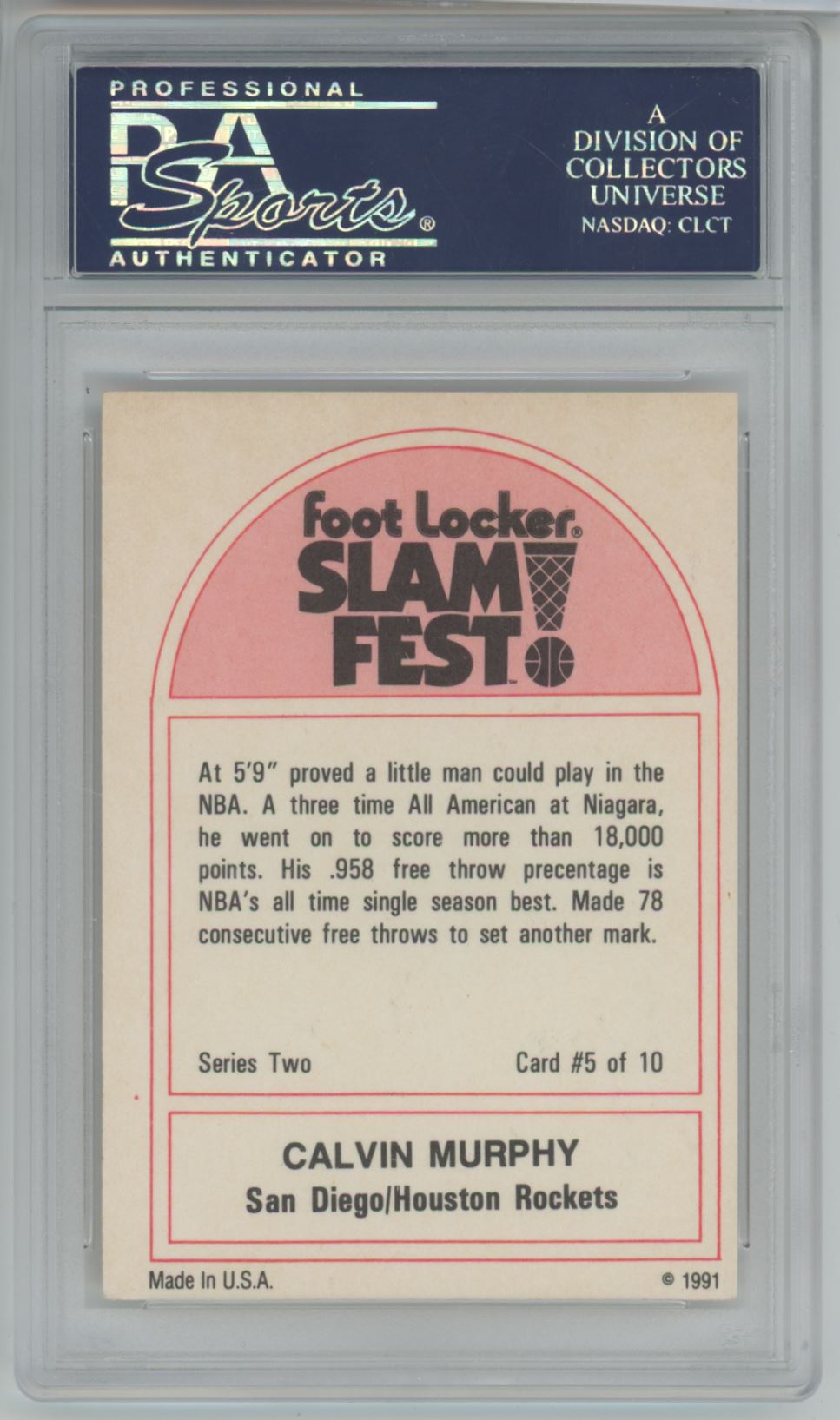 1991 Foot Locker Slam Fest Calvin Murphy #5 Auto - PSA/DNA Authentic