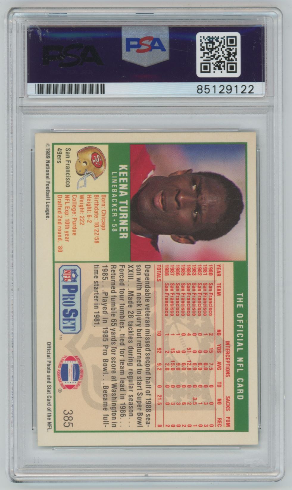 1989 Pro Set Keena Turner Auto - PSA/DNA