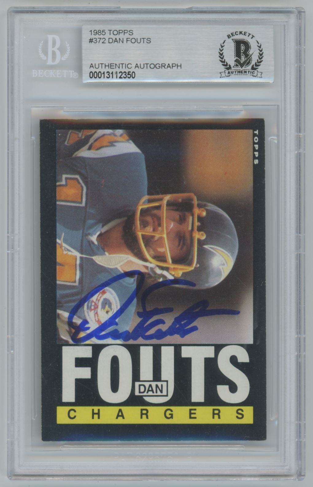 1985 Topps Dan Fouts #372 Auto - Beckett Authentic (Vertical Auto)