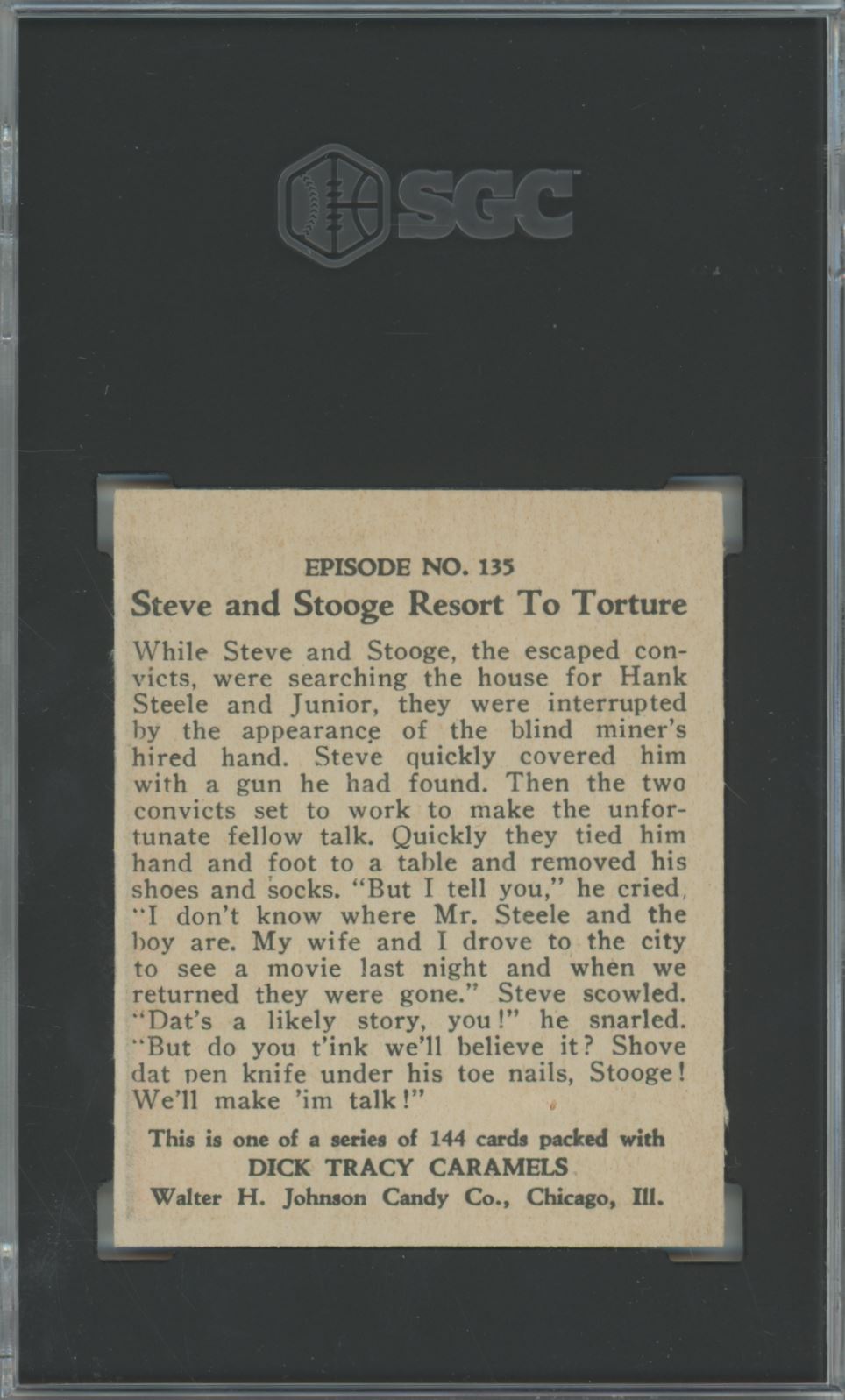 1930's Johnson Candy Co. Steve & Stooge Resort to Torture #135 Dick Tracy - SGC 5.5