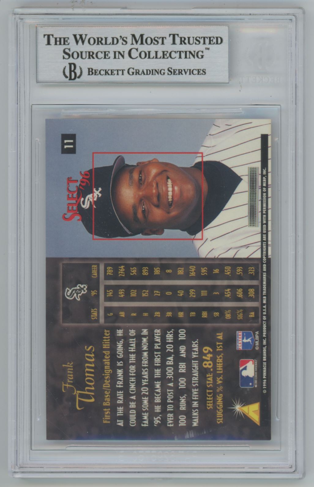 1996 Select Frank Thomas #11 Auto - Beckett Authentic