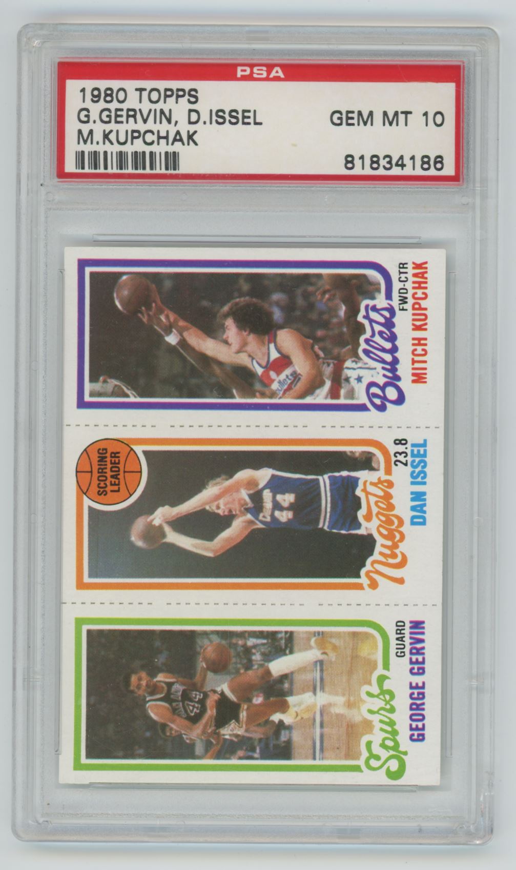 1980-81 Topps George Gervin, Dan Issel, Mitch Kupchak - PSA 10