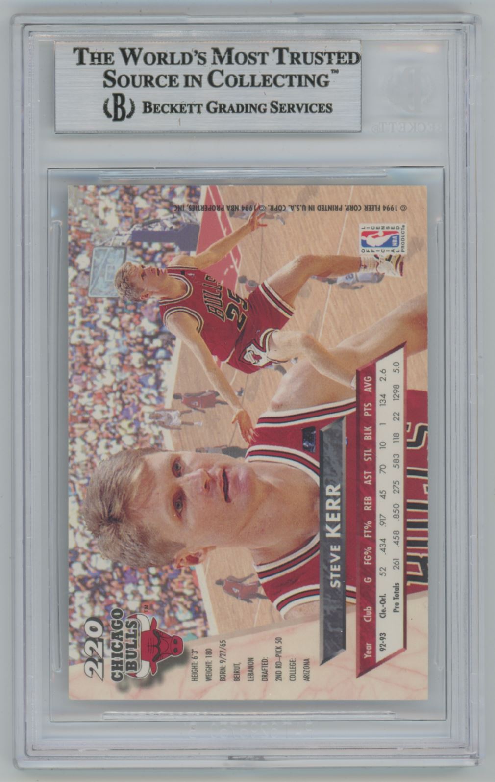 1993-94 Fleer Ultra Steve Kerr #220 Auto - Beckett Authentic