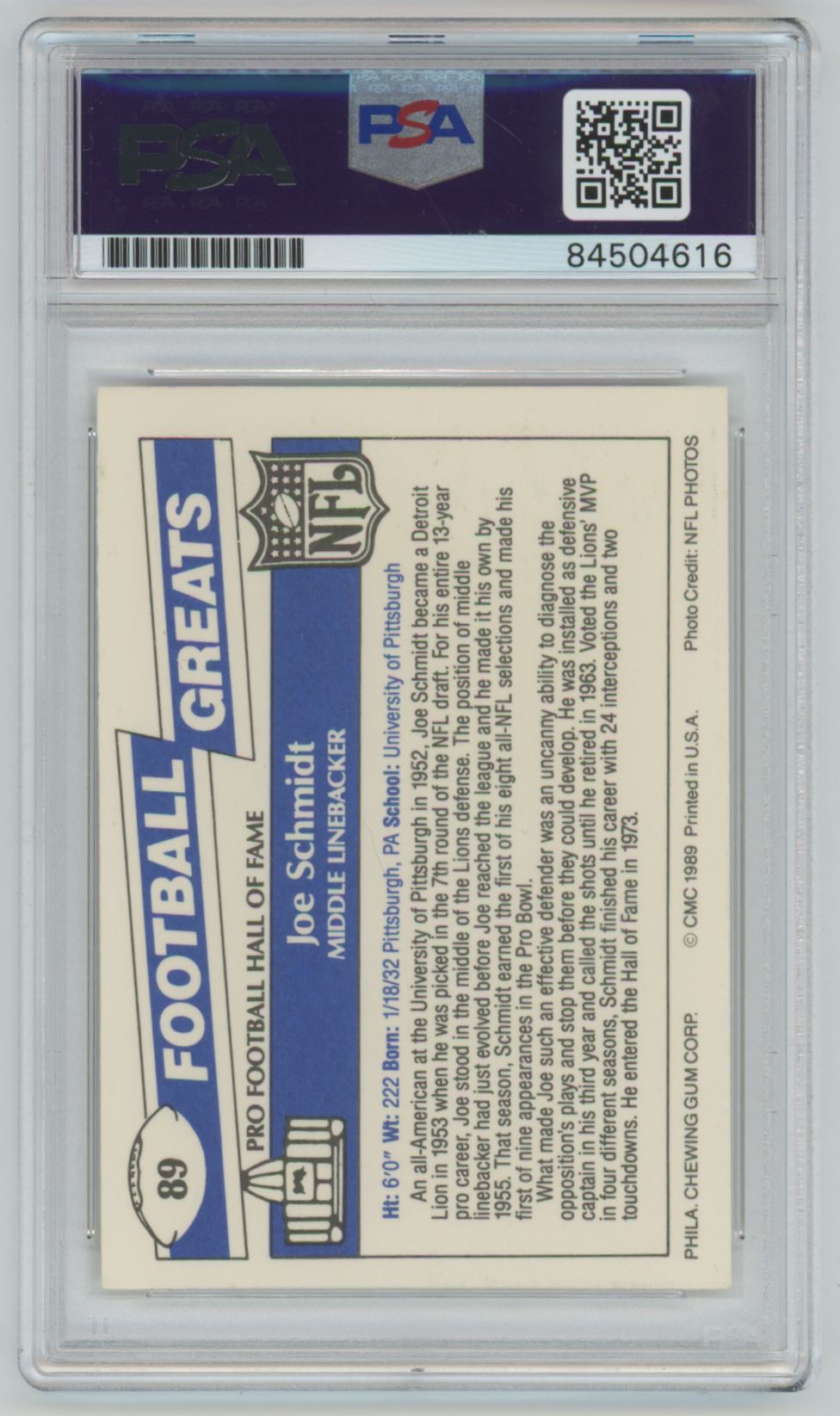 1989 Swell Joe Schmidt Auto - PSA/DNA
