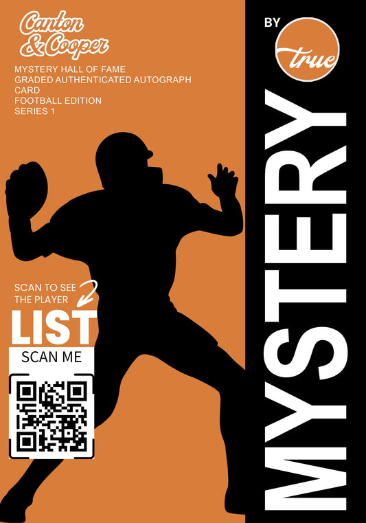 MYSTERY FOOTBALL HALL OF FAMER AUTHENTIC AUTOGRAPHED CARD - CANTON & COOPER SERIES