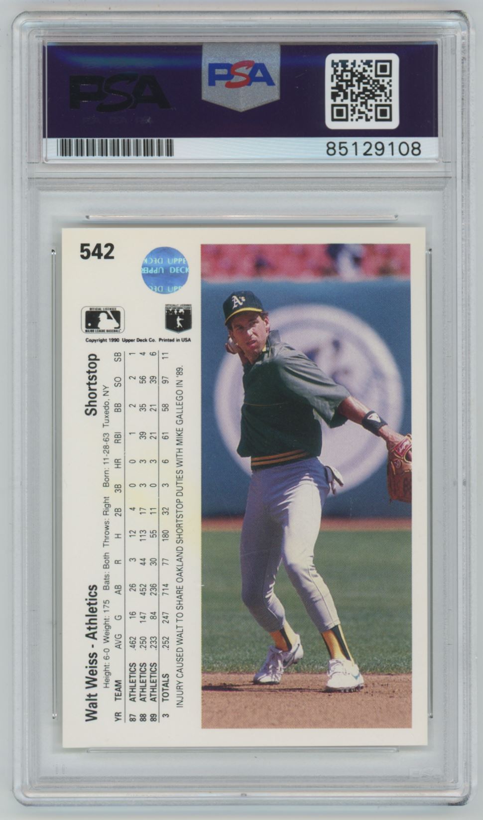 1990 Upper Deck Walt Weiss Auto - PSA/DNA