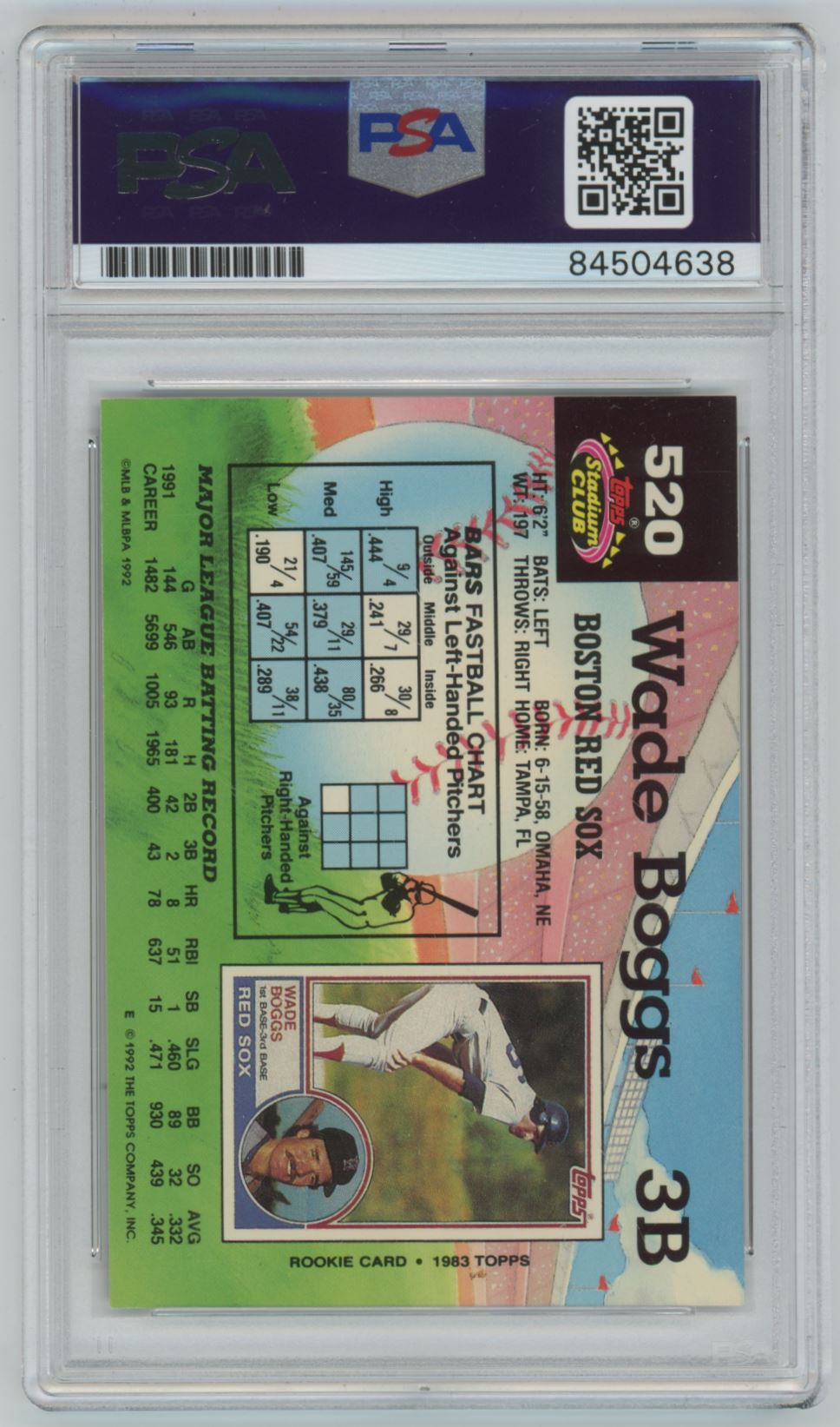 1992 Stadium Club Wade Boggs Auto - PSA/DNA Authentic