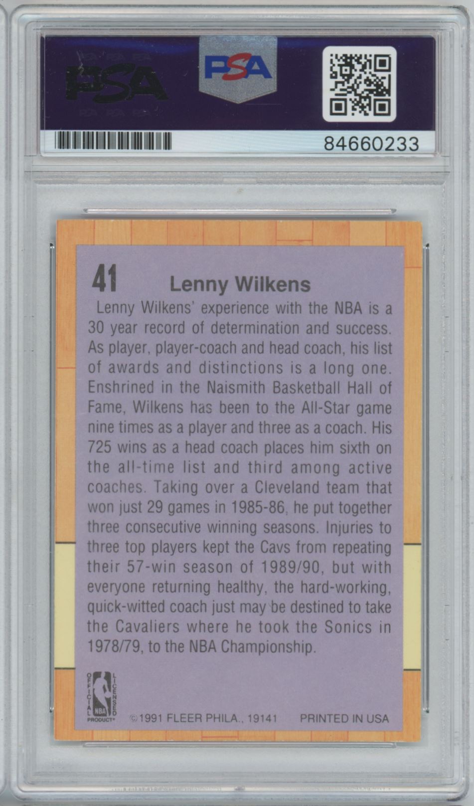 1991 Fleer Lenny Wilkens #41 Auto - PSA/DNA Authentic